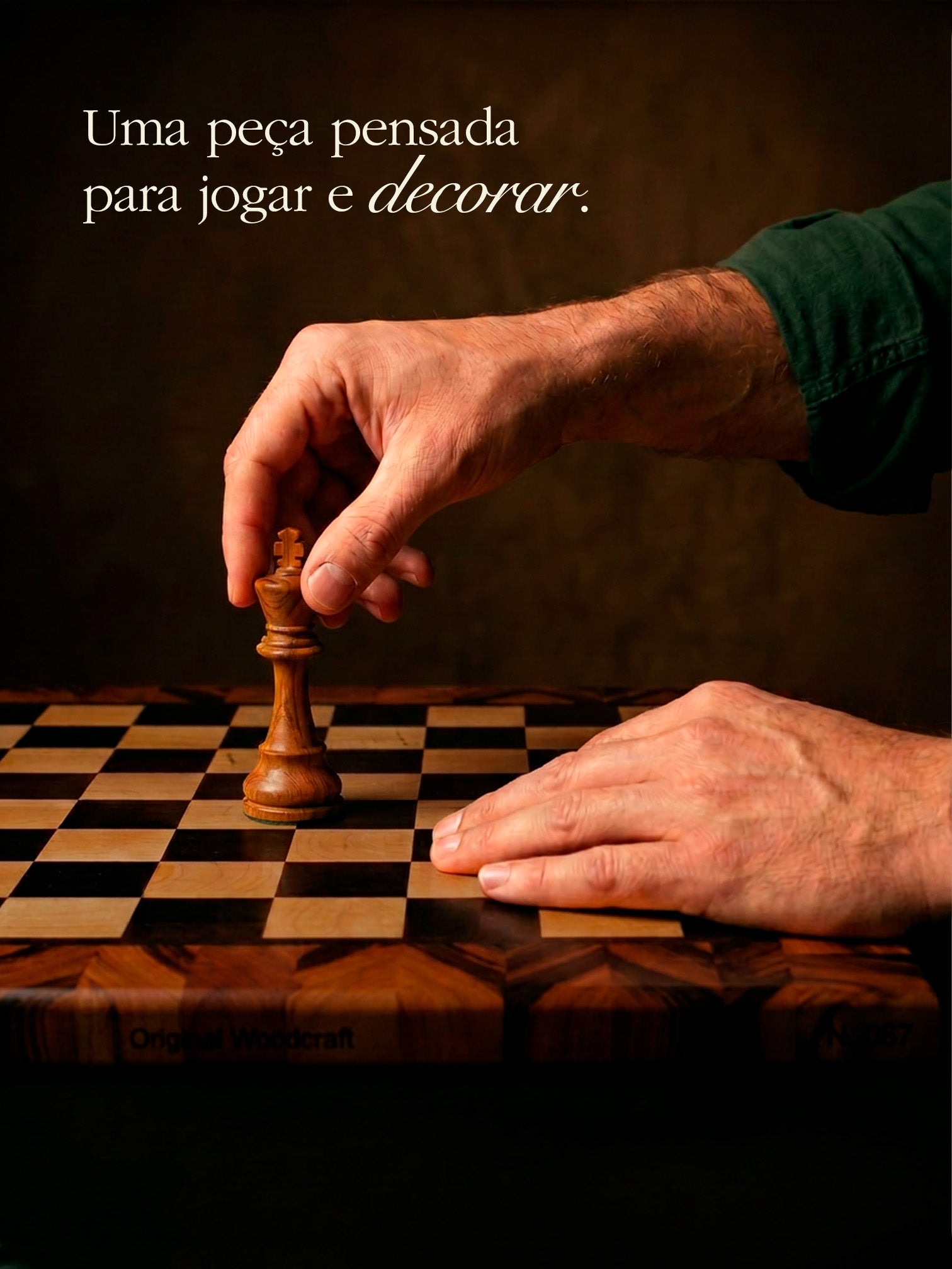 Tabuleiro de xadrez em madeira maciça nobre (end grain)